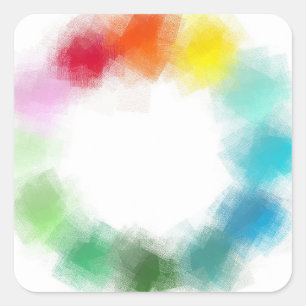 Blue Green Pink Red Yellow Orange Colourful Square Sticker
