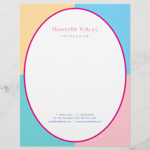 Blue Green Pink Yellow Modern Colourful Template Custom Letterhead