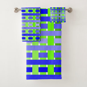 Blue-Green Plaid Bath Towel Set