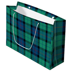 Blue Green Plaid  Large Gift Bag