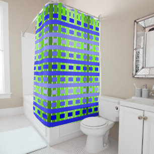 Blue-Green Plaid Shower Curtain