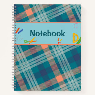 Blue-green plaid tartan Notebook