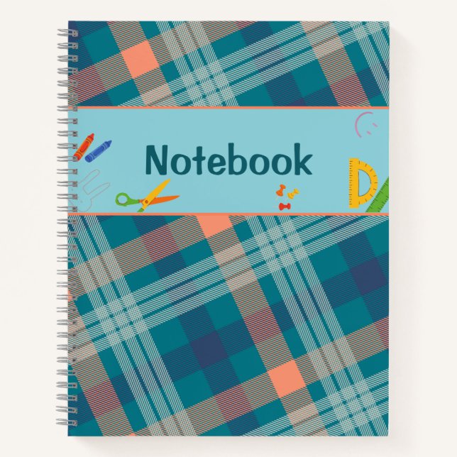 Blue-green plaid tartan Notebook (Front)