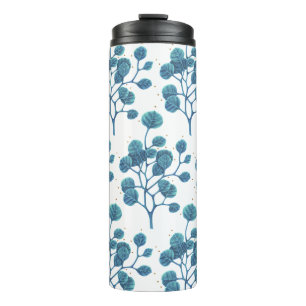 Blue Green Plant Pen Drawing Thermal Tumbler