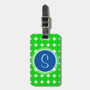 Blue & Green Polka Dot Monogram Luggage Tag