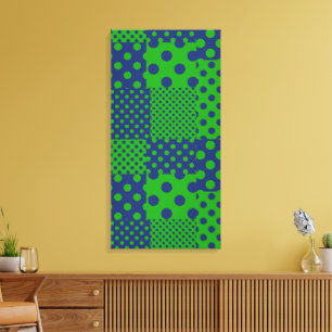 Blue Green Polka Dots Patchwork  Canvas Print