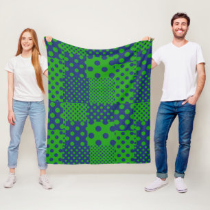 Blue Green Polka Dots Patchwork Fleece Blanket
