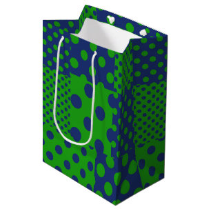Blue Green Polka Dots Patchwork Medium Gift Bag