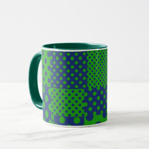 Blue Green Polka Dots Patchwork Mug