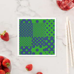 Blue Green Polka Dots Patchwork  Napkin