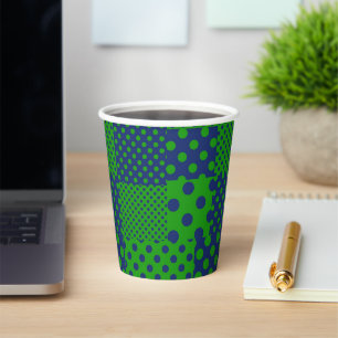 Blue Green Polka Dots Patchwork Paper Cups