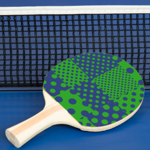 Blue Green Polka Dots Patchwork Ping Pong Paddle
