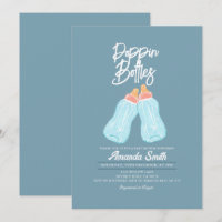 Blue Green Poppin Bottles Baby Shower Invitation