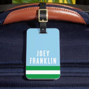 BLUE GREEN Preppy Personalised Backpack Tag