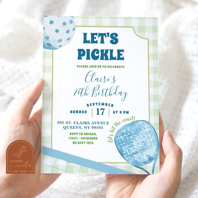 Blue Green Preppy Pickleball Birthday Party Invitation (Creator Uploaded)