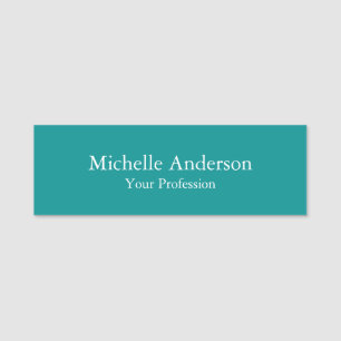 Blue Green Professional Minimalist Modern Plain Name Tag