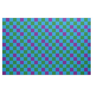 Blue Green Purple Chequered Pattern Design Fabric