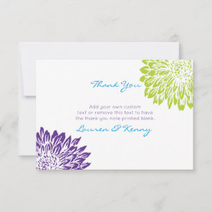 Blue, Green, Purple Mums Thank You Cards