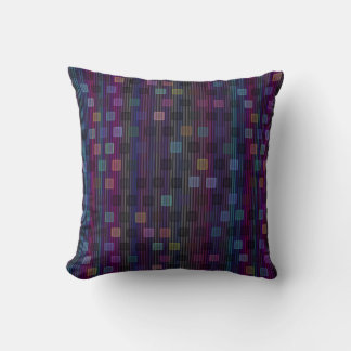 Blue, green, purple, pink squares with stripes cushion