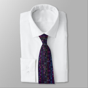 Blue, green, purple, pink squares with stripes tie