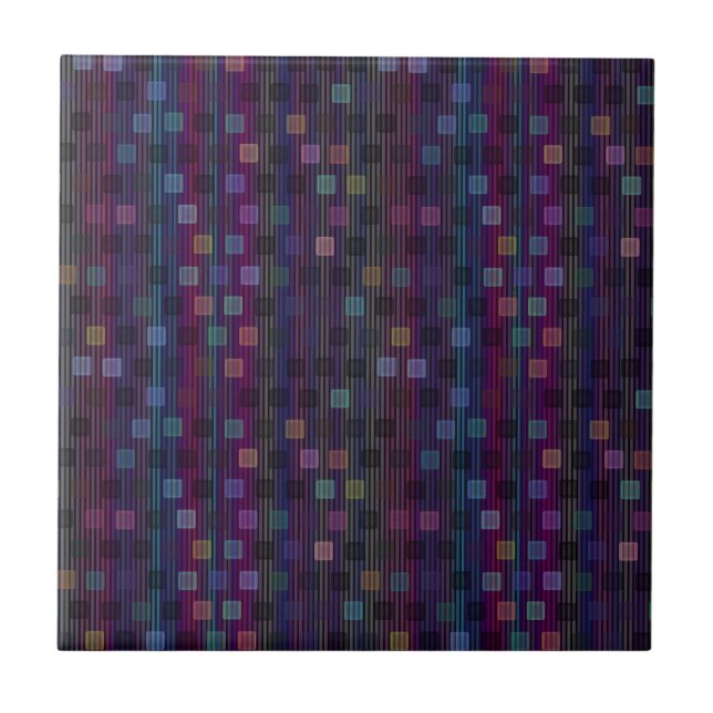 Blue, green, purple, pink squares with stripes tile (Front)