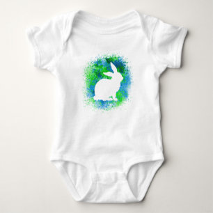 Blue Green Rabbit Baby Bodysuit