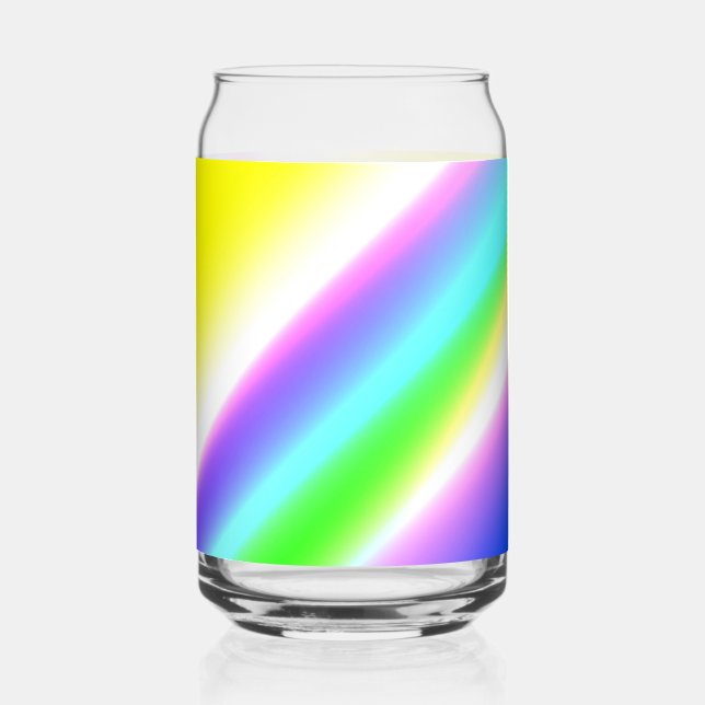 Blue green rainbow abstract texture pattern art  t can glass (Front)