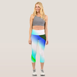Blue green rainbow abstract texture pattern art  t capri leggings