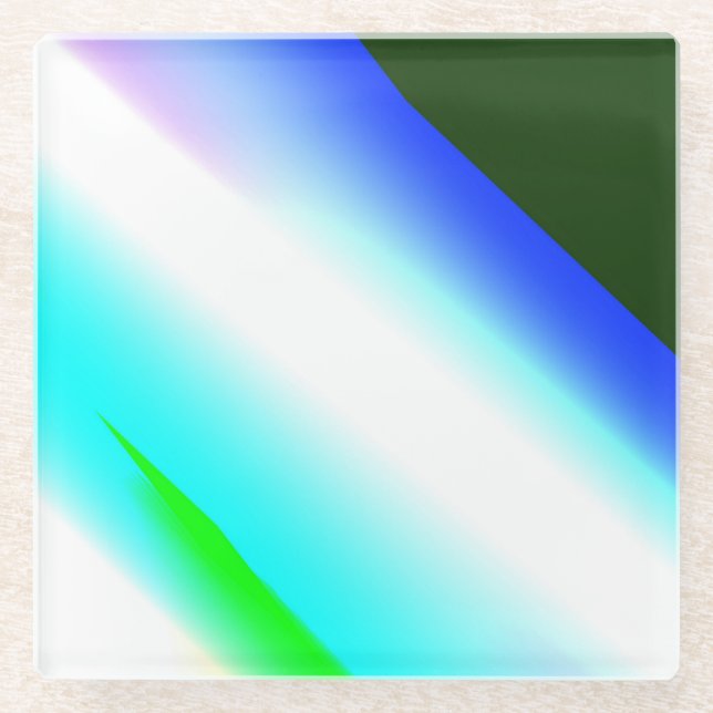 Blue green rainbow abstract texture pattern art  t glass coaster (Front)