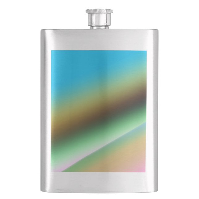 Blue green rainbow abstract texture pattern art  t hip flask (Front)