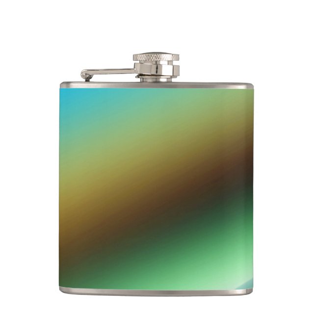 Blue green rainbow abstract texture pattern art  t hip flask (Front)