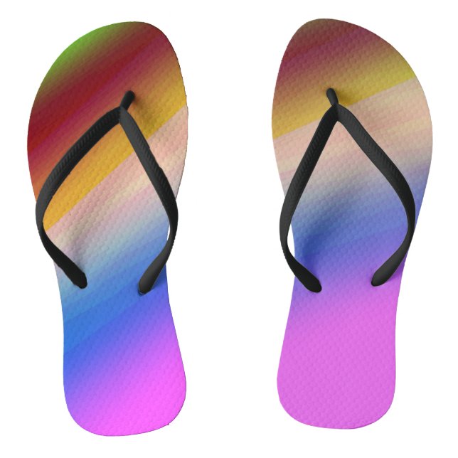 Blue green rainbow abstract texture pattern art  t jandals (Footbed)
