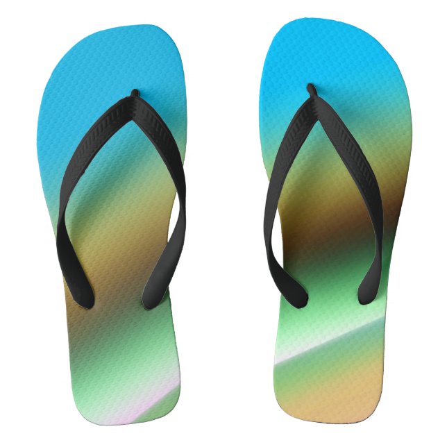 Blue green rainbow abstract texture pattern art  t jandals (Footbed)