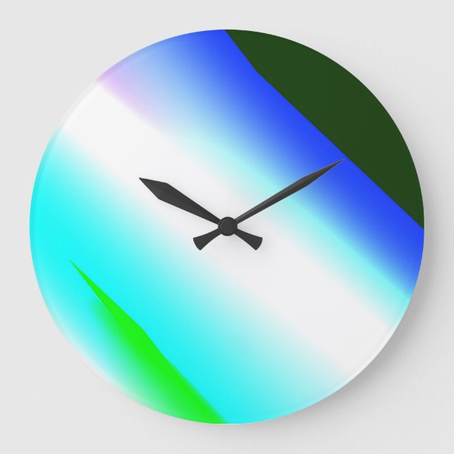Blue green rainbow abstract texture pattern art  t large clock (Front)