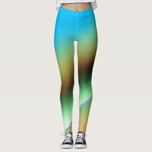 Blue green rainbow abstract texture pattern art t leggings
