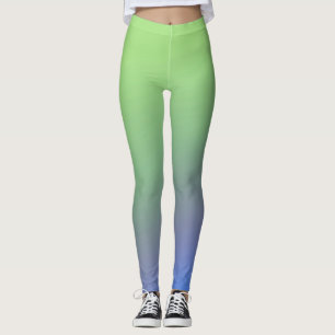 Blue green rainbow abstract texture pattern art t leggings