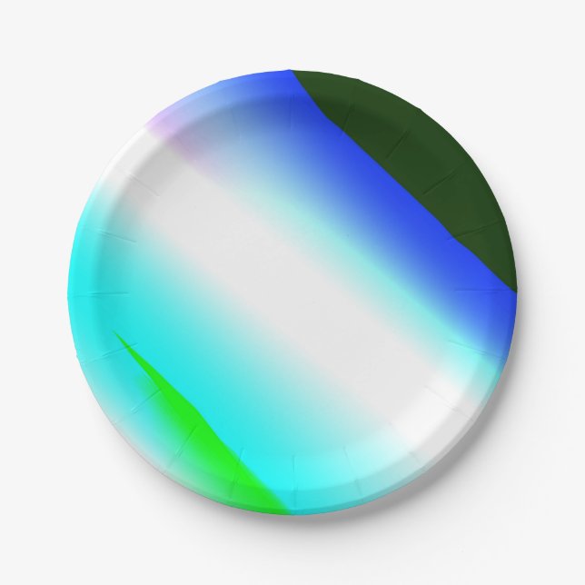 Blue green rainbow abstract texture pattern art  t paper plate (Front)