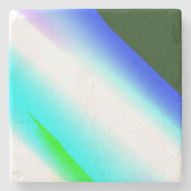 Blue green rainbow abstract texture pattern art  t stone coaster (Front)