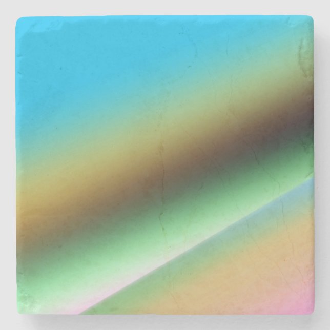 Blue green rainbow abstract texture pattern art  t stone coaster (Front)
