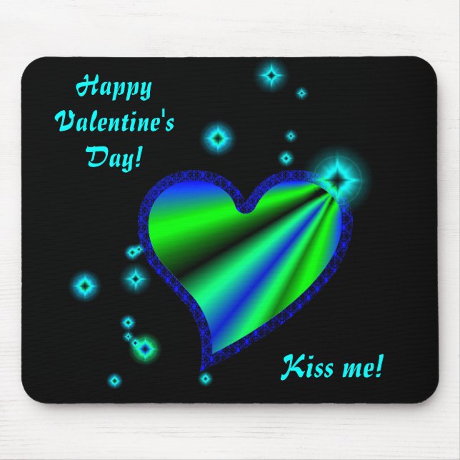 Blue Green Rainbow Heart with Stars Mouse Pad (Front)