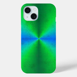 Blue Green Rainbow in Elephant Skin Leather Optik iPhone 15 Case