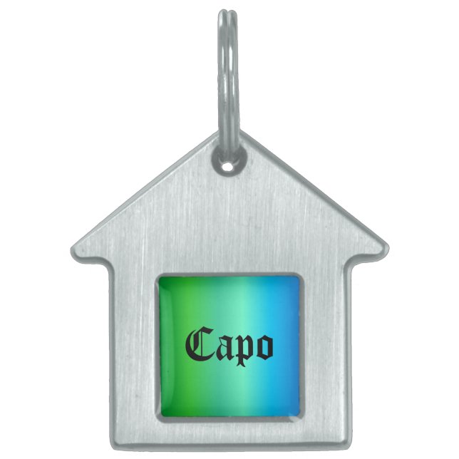Blue green Rainbow Pet ID Tag (Front)