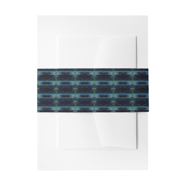 Blue Green Rainbow Stars , Artdeco Pattern Invitation Belly Band (Front Example)