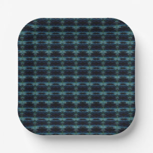 Blue Green Rainbow Stars , Artdeco Pattern Paper Plate