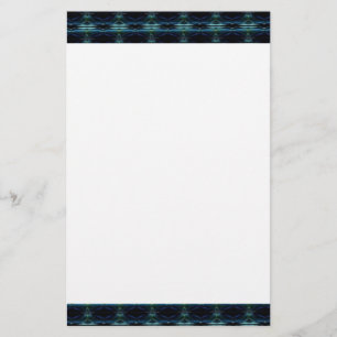 Blue Green Rainbow Stars , Artdeco Pattern Stationery