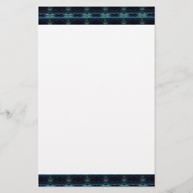 Blue Green Rainbow Stars , Artdeco Pattern Stationery (Front)