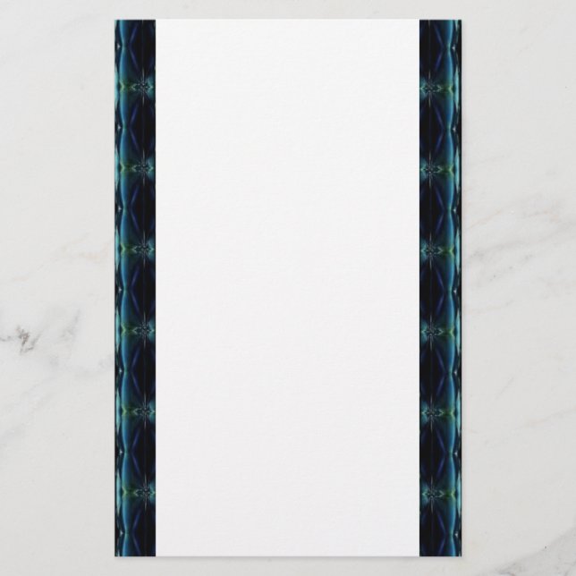 Blue Green Rainbow Stars , Artdeco Pattern Stationery (Front)