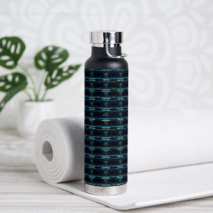 Blue Green Rainbow Stars , Artdeco Pattern Water Bottle
