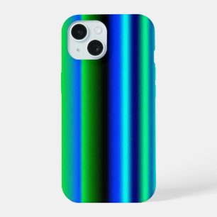 Blue Green Rainbow Stripes iPhone 15 Case
