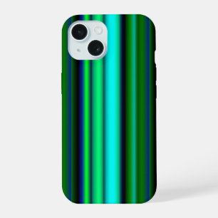 Blue Green Rainbow Stripes iPhone 15 Case